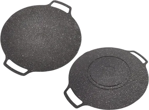 Vista 10 de Sartén coreana, sartén redonda antiadherente de 11.8 pulgadas para barbacoa coreana, parrilla redonda con asa, placa de estufa multifuncional