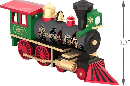 Vista 3 de Hallmark Keepsake Año de Navidad con fecha siguiente parada, Kansas City! Tren de vacaciones 2019 Ornamento