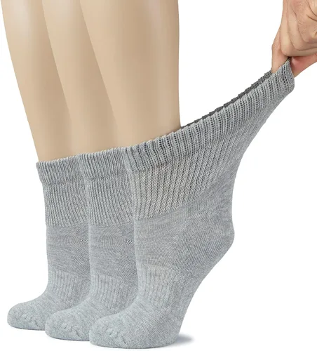 Vista 14 de Hugh Ugoli Calcetines tobilleros de algodón para mujer para diabéticos, anchos, sueltos, elásticos, puntera sin costuras, semiacolchado superior sin