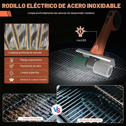 Vista 4 de Hillyfe Cepillo de parrilla para exteriores, cepillo de parrilla recargable inalámbrico con 3 cabezales de cepillo, cepillos de limpieza eléctricos