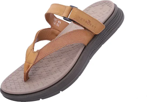 Vista 5 de MGGMOKAY Sandalias ligeras de cuero para hombre con soporte de arco