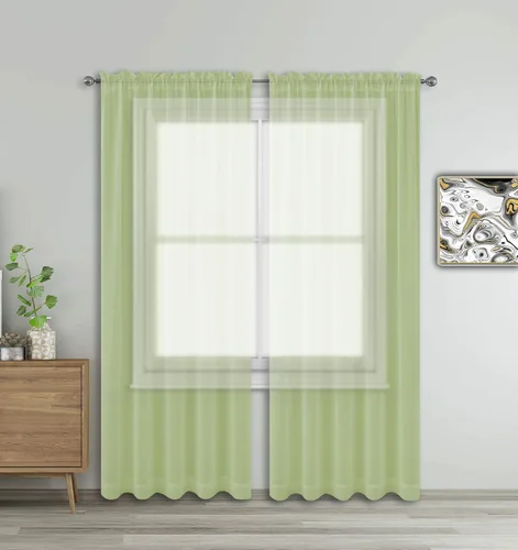 Vista 30 de WPM - Cortinas traslúcidas de color beige de 60 pulgadas de ancho x 95 pulgadas de largo, 2 paneles tratamiento de ventana para sala de estar