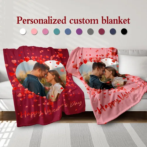 Vista 2 de Manta personalizada con fotos, texto, regalos personalizados para parejas, mantas con mis propias fotos, mantas con fotos personalizadas para niños
