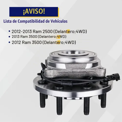 Vista 6 de KUSATEC 515148 Cojinete de rueda delantera y conjunto de cubo 4WD