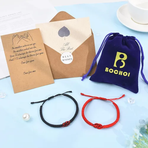 Vista 5 de BOCHOI Pinky Promise - Pulseras a juego para parejas, mejor amiga, mejor amiga, amistad, madre, hija, niña, él, novia, novio