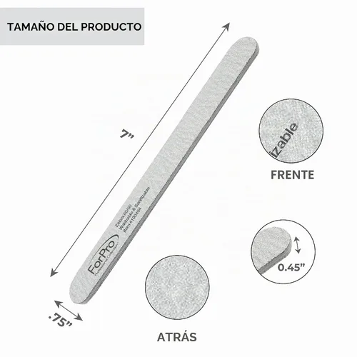 Vista 2 de ForPro Professional Collection ForPro Zebra Tabla de Espuma, Grano 80/80, Lima de Uñas de Manicura de Doble Cara, 7 pulgadas L x 0.75 pulgadas A