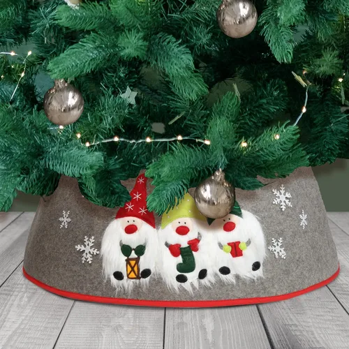 Vista 7 de Collares de árbol de Navidad para árboles artificiales con gnomos de Navidad, falda de árbol de Navidad como cubierta base con patrón de gnomos