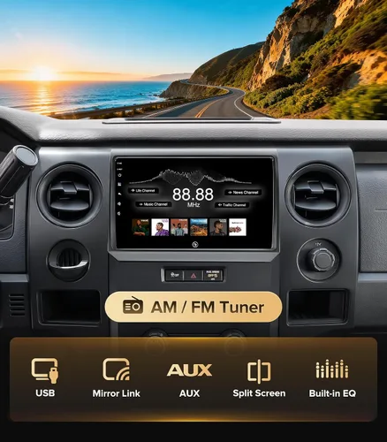 Vista 8 de Estéreo de auto Android 13 de 9 pulgadas para Ford F150 2009-2014 – 4G+64G Wireless CarPlay Android Auto Radio, actualización de radio HD, pantalla