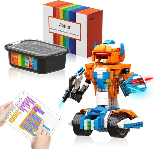 Vista 8 de Apitor Kit de Construcción de Robot X, 12 en 1 Programable con Aplicación, Control Remoto APP, Vehículo RC, Conjunto de Codificación de Robótica