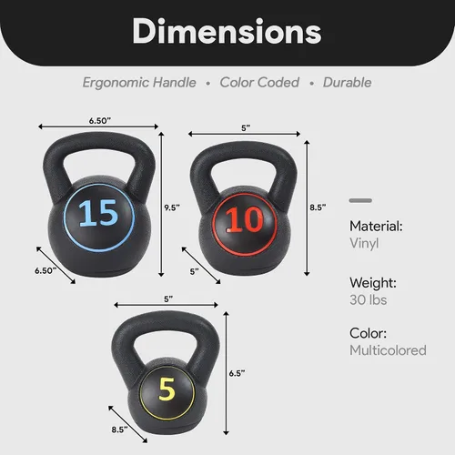 Vista 9 de BalanceFrom Juego de pesas rusas de agarre ancho para ejercicio y fitness