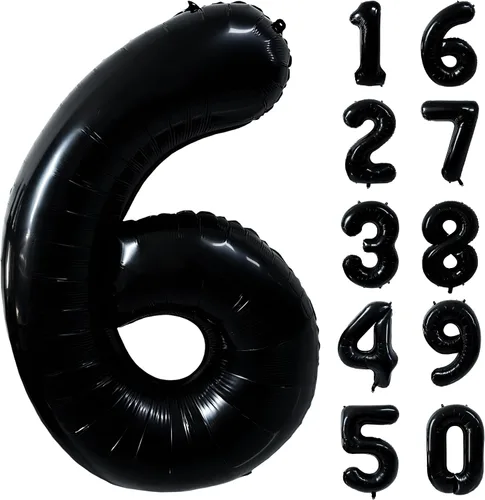 Vista 144 de Globos gigantes de helio de aluminio de 40 pulgadas, color negro, globos digitales grandes del número 0 para decoración de fiesta de cumpleaños