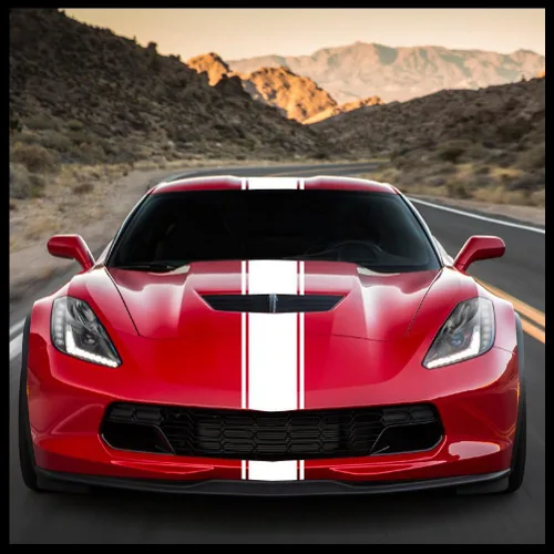 Vista 21 de Racing Stripes - Calcomanía de vinilo para automóvil, camión, JDM Import Euro, negro, rojo, blanco, plateado, rosa, verde lima