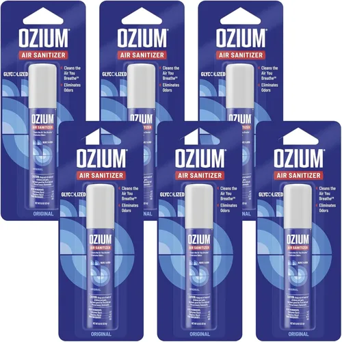 Vista 10 de Ozium Spray desinfectante de aire, eliminador de olores de habitación para el hogar, automóvil y oficina, negro carbón, lata de 0.8 onzas, paquete