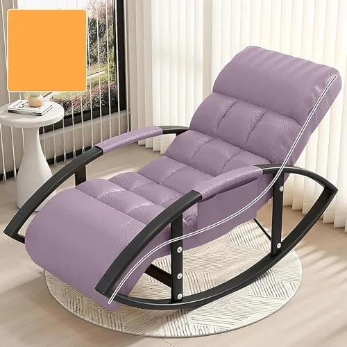 Vista 18 de Large Adjustable Reclining Rocking Chair Set with Footrest for Living Room and BalconyComfortable Outdoor Indoor Seating Solution,Amarillo-Golden