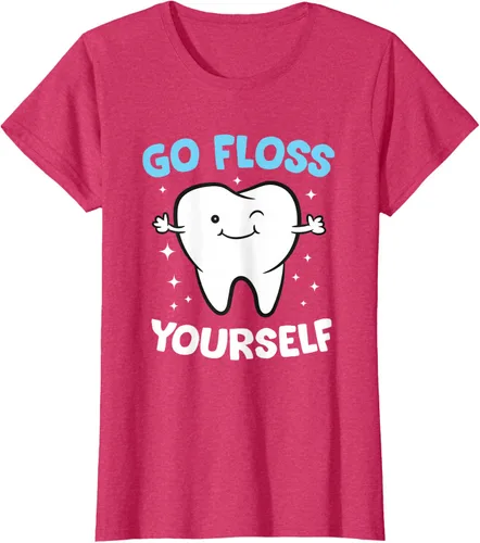 Vista 12 de Camiseta higienista dental, asistente dental, Go Floss Yourself dentista, Negro, S