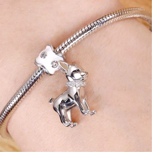 Vista 6 de Gnoce Collar con colgante de cachorro de plata de ley "Love My Chihuahua" collar para mascotas con circonita, joyería solitaria para mujeres, niñas