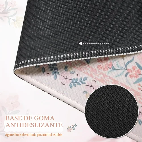 Vista 5 de iCasso Alfombrilla de mouse estética pequeña con diseño floral, mini alfombrilla de mouse portátil rosa, antideslizante y cómoda, de tela para mouse