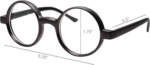 Vista 3 de grinderPUNCH Gafas redondas con marco negro Wizard Nerd para niños lente transparente edad 4-12