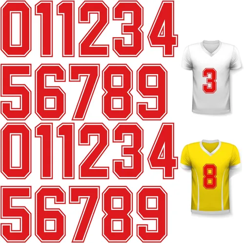 Vista 10 de WILLBOND 24 piezas de números para planchar, números de transferencia térmica de jersey del 0 al 9 para uniforme de equipo, camiseta de fútbol Blanco