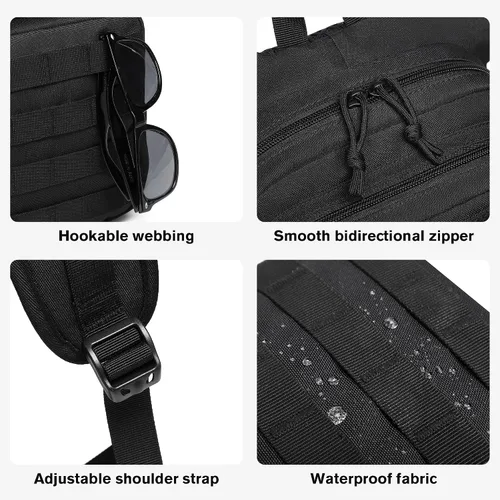 Vista 7 de wotony Mochila de hidratación con vejiga de agua para senderismo, paquete de hidratación táctica para hombres y mujeres, mochila de agua Molle