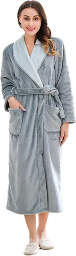 Vista 40 de Richie House Albornoz de mujer afelpado de forro polar suave y cálido RH1591 (Rhw2233)gris