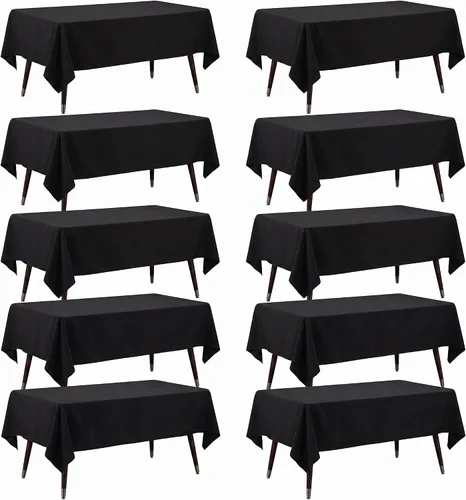 Vista 13 de Mantel rectangular de poliéster, manteles para mesas rectangulares de 6 pies, manteles de tela decorativa lavable para bodas, banquetes y campamento