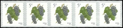 Vista 3 de 2017 Grapes 5 Cent Stamp en hoja de veinte sellos Scott 5177.