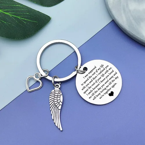 Vista 4 de Vadaka Regalo de condolencia en memoria del esposo, llavero conmemorativo para la pérdida de la esposa, llavero de recuerdo para la familia