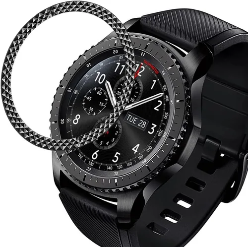 Vista 8 de DEALELE Fundas para Samsung S3 Frontier/Classic/Galaxy Watch 4/4 Classic, Rhinestone Diamond Steel Watch Face Bezel Rings (negro)