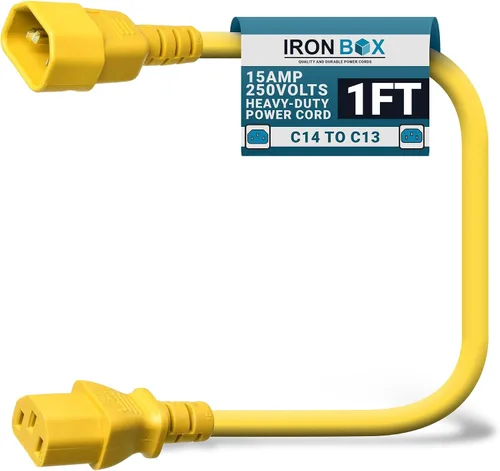 Vista 59 de IronBox Electric - Cable de Alimentación C14 a C13 de Servicio Pesado, 15A, 250V, Cable de Extensión para Computadora 14/3 AWG - Cables