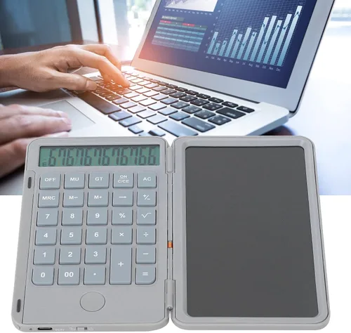 Vista 5 de Calculadoras de oficina, contador recargable con tableta de escritura, calculadoras de escritorio de pantalla grande de 12 dígitos con bolígrafo