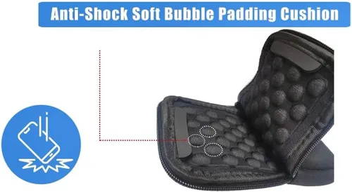 Vista 3 de Tainada Funda de neopreno extra grande multiusos a prueba de golpes suave burbuja acolchada con cremallera, bolsa para teléfono con mosquetón