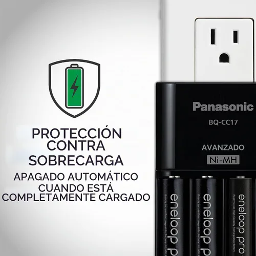 Vista 5 de Cargador de batería avanzado individual Panasonic Eneloop con 4 luces led que indican la carga BQ-CC17 Negro