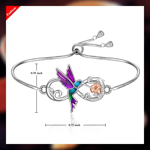 Vista 2 de Hummingbird Sea Turtle Chakra Lotus Bracelet for Women 925 Sterling Silver Jewelry Charms Birthday Valentines Gifts