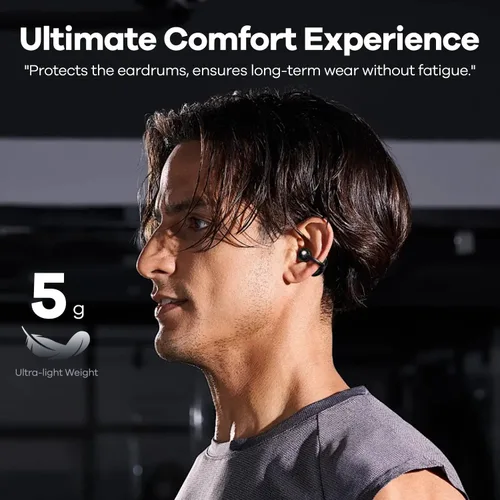 Vista 3 de Auriculares inalámbricos abiertos con clip de oreja con pantalla digital LED, estuche de carga, control táctil, Bluetooth 5.4, conducción de aire