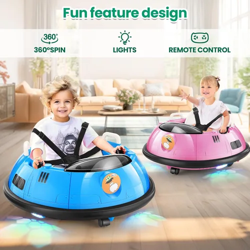 Vista 4 de Hikole Coche de parachoques eléctrico de 12 V para niños a partir de 1.5 Azul