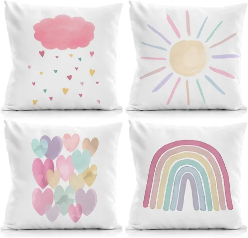 Vista 7 de Adventure Kids Mountain Scene - Juego de 4 fundas de almohada decorativas de 18 x 18 pulgadas, diseño de cueva de hombre pequeño, fundas de almohada