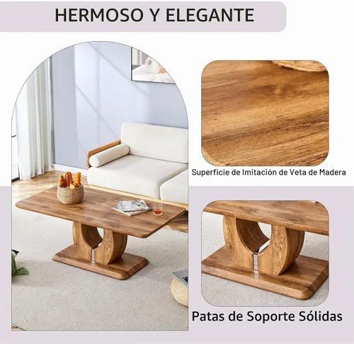 Vista 4 de LKTART Mesa de Centro Rectangular para Sala de Estar, Mesas de Centro de Imitación de Mármol con Almacenamiento, Base Moderna Estable Mesa de Centro