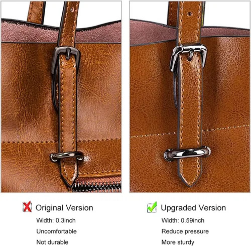 Vista 3 de S-ZONE - Bolso bandolera de cuero auténtico, estilo vintage, gran capacidad, 2.0