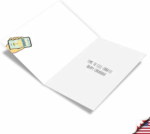 Vista 2 de NobleWorks - Tarjeta de felicitación divertida para Janucá con sobre de 5 x 7 pulgadas (1 tarjeta) Tarjetas de felicitación para festividades judías