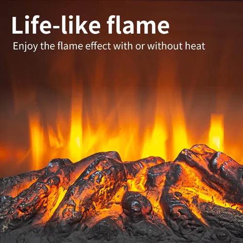 Vista 3 de Calentador eléctrico independiente de chimenea de 17 pulgadas con efecto de llama 3D (negro, 17 pulgadas)