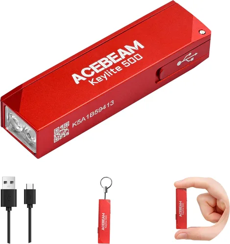 Vista 10 de ACEBEAM Keylite - Linterna de 500 lúmenes altos, luz EDC de bolsillo plano Linterna ultracompacta con LED duales, 6 modos, pequeña mini luz