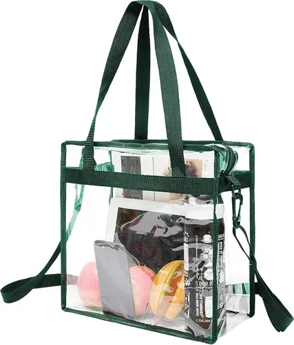 Vista 18 de BAGAIL - Bolsas transparentes 12x6x12 aprobadas para estadios con cierre de cremallera, bolsa de hombro bandolera con correa ajustable