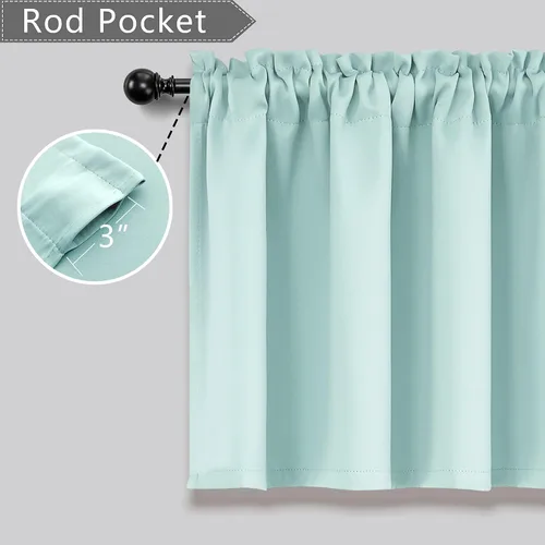Vista 2 de Mrs.Naturall Cenefas de playa para ventana de cocina, paquete de 2 cenefas opacas con bolsillo para barra, para sala de estar, baño, 36 x 16
