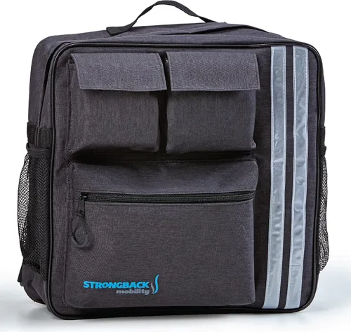 Vista 2 de Mochila manual para silla de ruedas con portavasos para adultos y personas mayores, bolsa para silla de ruedas para colgar en la espalda, bolsa