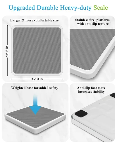 Vista 4 de Báscula médica para peso corporal con pantalla digital, límite de 660 libras, báscula de piso de grado médico de alta precisión, resistente, ajustes