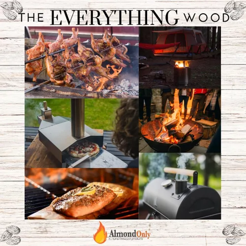 Vista 4 de Trozos de madera de almendro para ahumar de 1 a 2 pulgadas, 100% tostados, trozos de barbacoa premium para ahumar y asar a la parrilla, perfectos