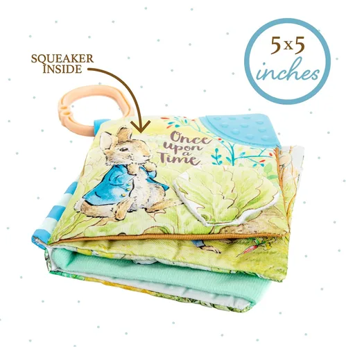Vista 5 de KIDS PREFERRED Libro Blandito de Peter Rabbit con juguete, mordedor y crujido, 12.7 centímetros