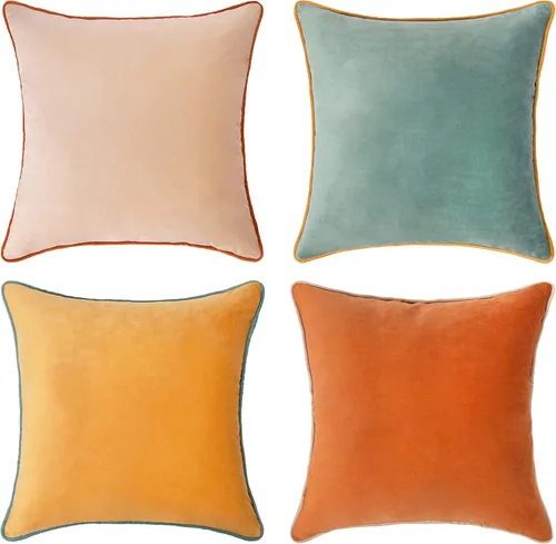 Vista 12 de MONDAY MOOSE - Juego de 4 fundas de cojín decorativas de terciopelo suave, diseño moderno de doble cara; mezcla y combina, rellenos de almohada