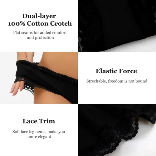 Vista 4 de ADOVAKKER Ropa interior de mujer de tiro bajo para mujer, micro suave, transpirable, bragas hipster, multipack de impresión J-S1